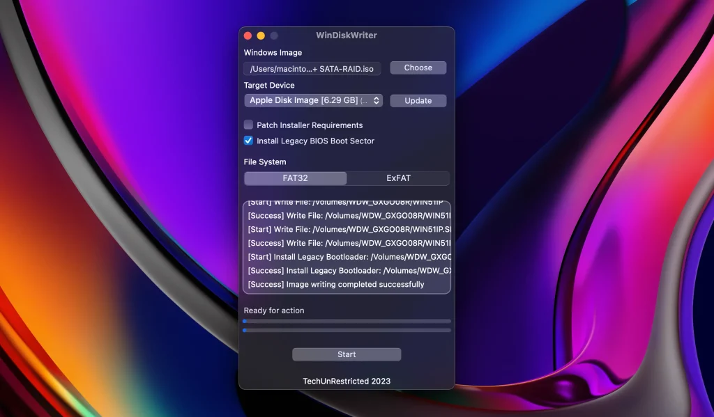 Which file formats does WinDiskWriter support